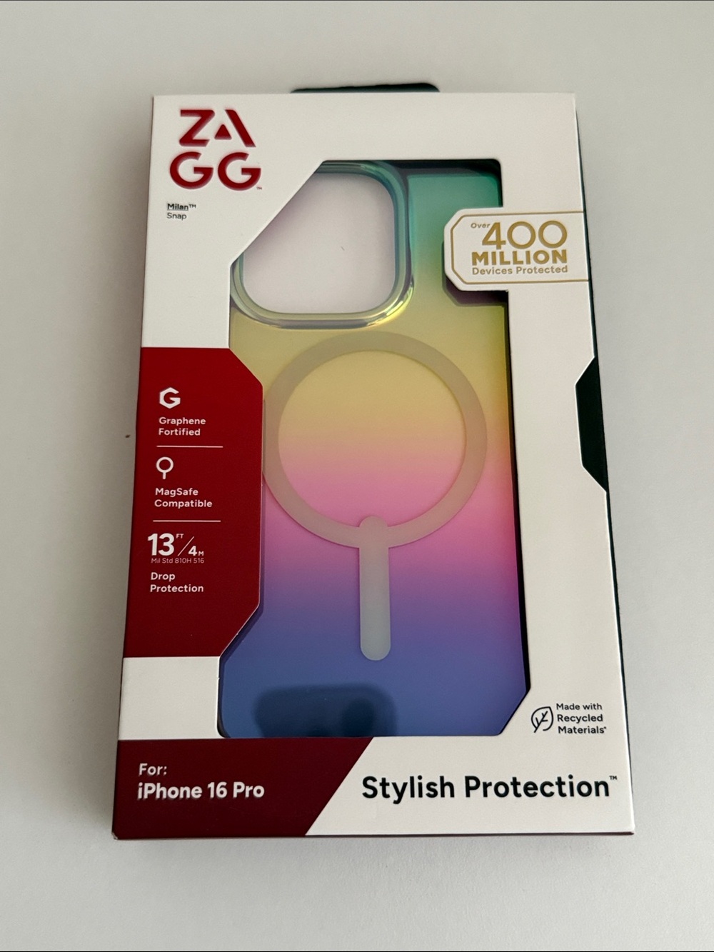 ZAGG Milano Snap MagSafe Case for iPhone 16 Pro - Gradient Yellow/Pink/Blue